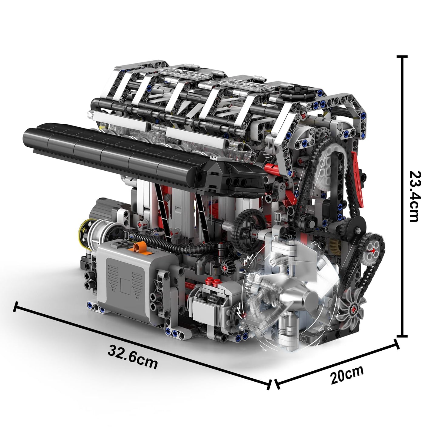 Mould King 10087 Inline-Four Engine Building Blocks Set, 1787 PCS Plastic Model Kit with Battery and Motor for Adults and Kids