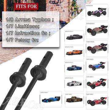 ARRCat Rear Drive Shaft for 1/7 1/8 Arrma Typhon 6s Blx,Infraction 6s Blx,Felony 6s Blx,Limitless Roller,2pcs Upgrades Part Hard