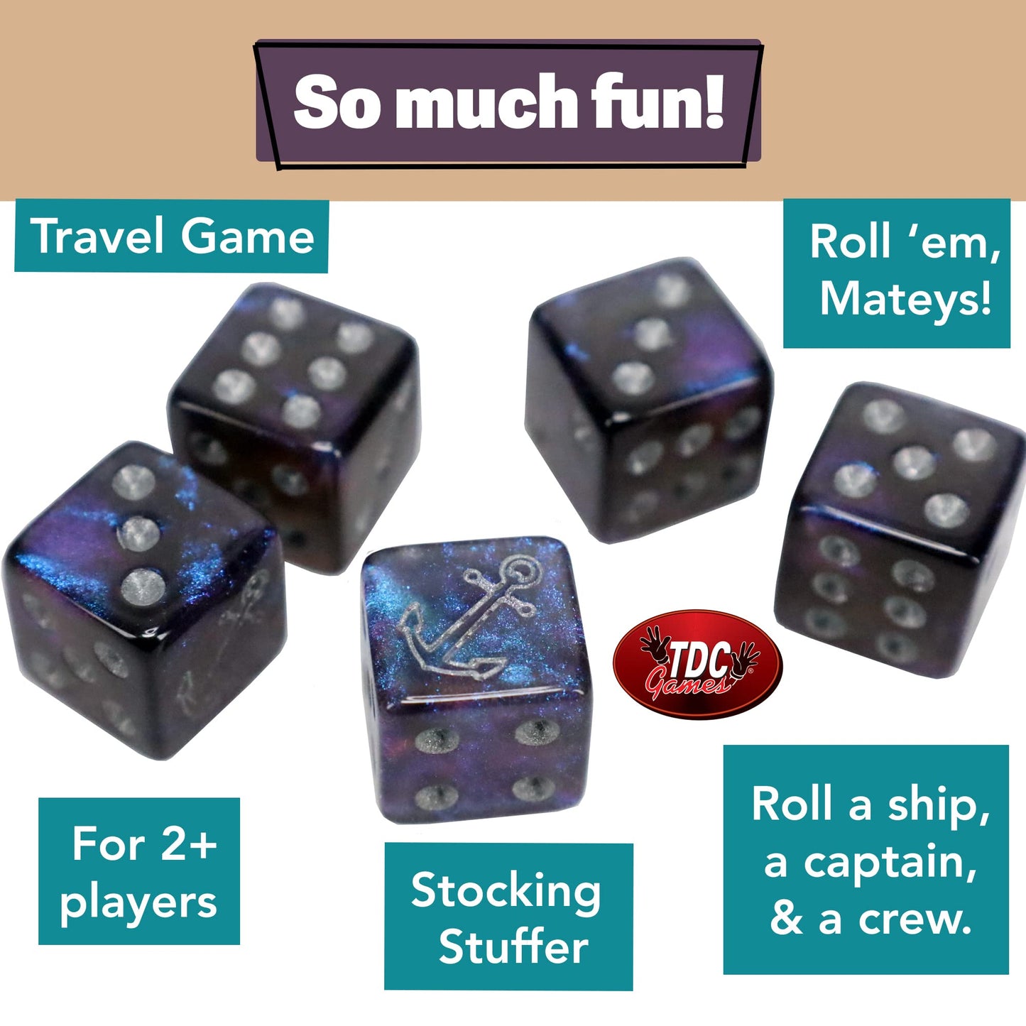 Ship Captain Crew Dice Game, Great For Party Favors, Family Games, Stocking Stuffer, Travel Games, And Camping Games, Dice Games For Adults, Fun Games For Family Game Night