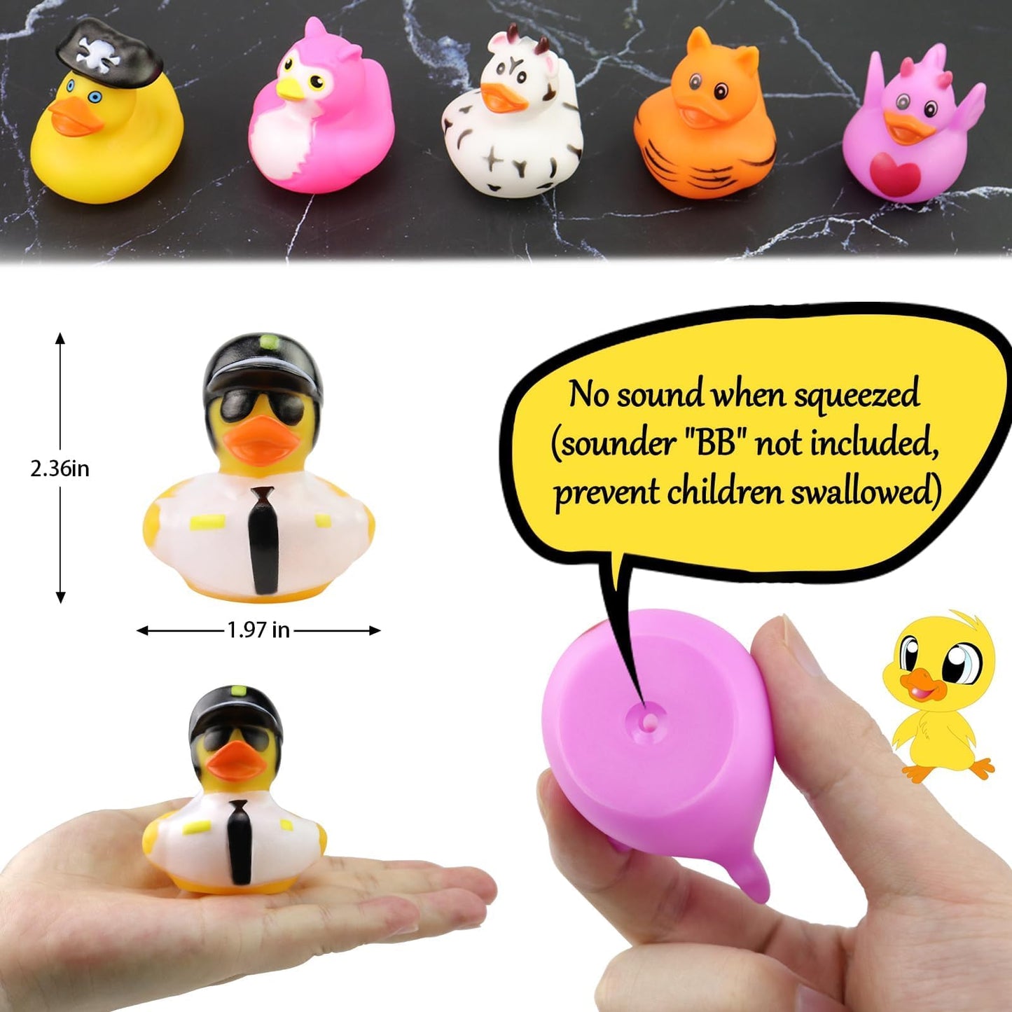 Fudragtn 24 Pcs Rubber Ducks For Jeep Ducking, 2.75 Inch Assorted Floater Jeep Ducks For Ducking For Kids, Baby Rubber Ducks In