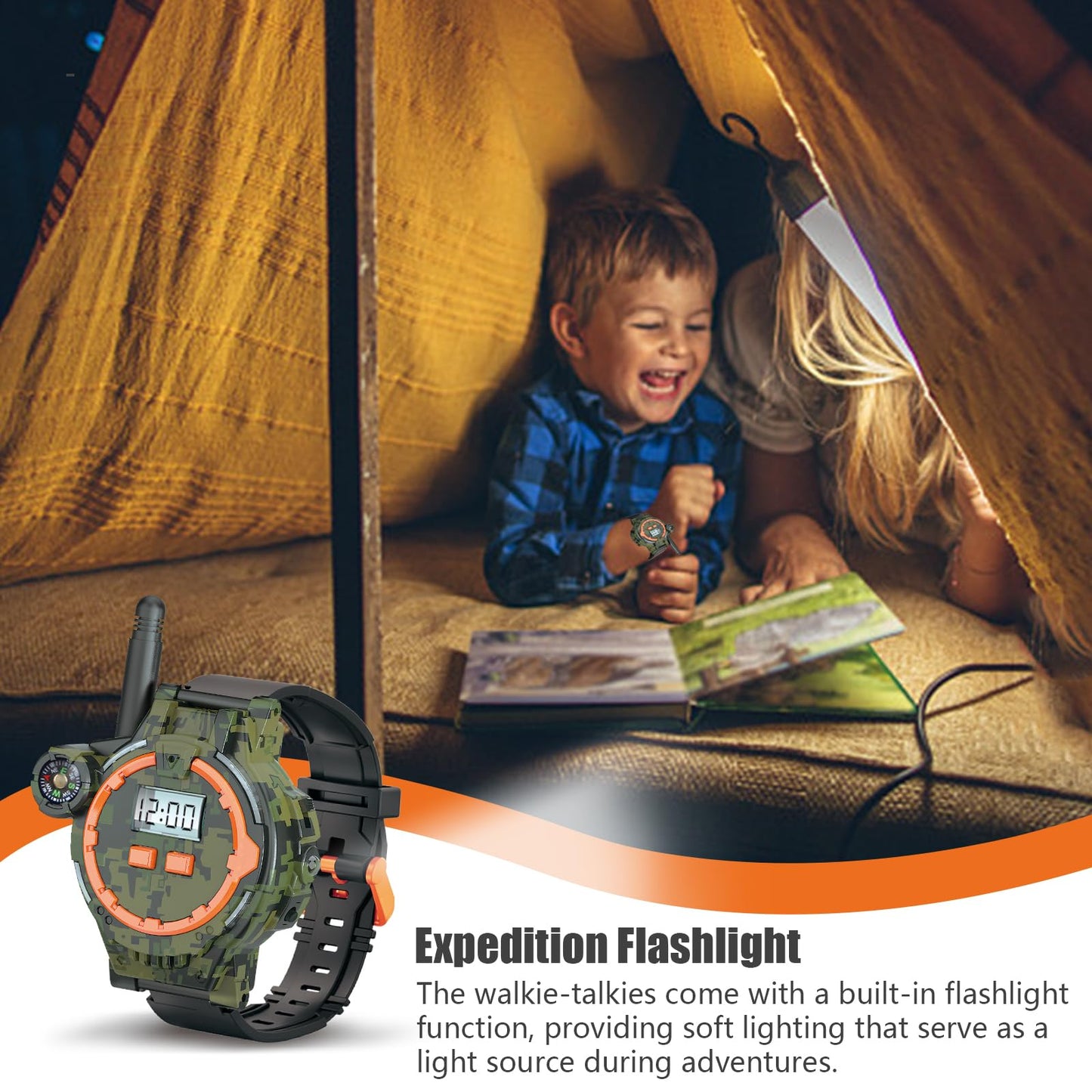 Rechargeable Walkie Talkies For Kids, Two-Way Radio Walky Talky With Flashlight Children Long Range, 2 Pack Interphone Toy For K