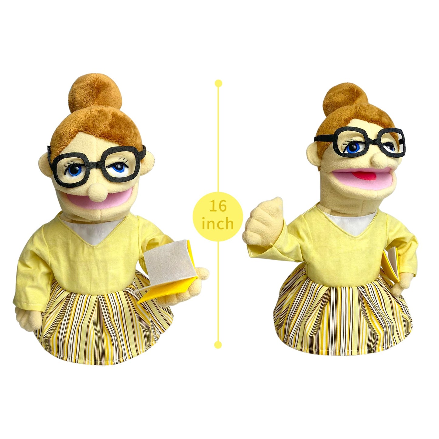 Okegztoa 16'' Puppets Entriloquist Puppet,Hand Puppets For Kids Plush Teacher Puppets For Adults With Removable Mouth Puppet For