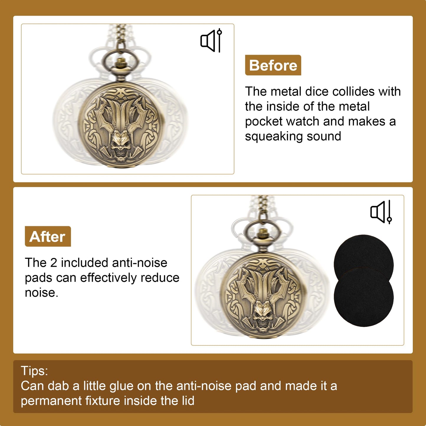 Kabinka DND Dice Set, 7pcs Mini Metal Dice with Pocket Watch Shell, Portable D&D Dice with Necklace, Dungeons and Dragons Dice f