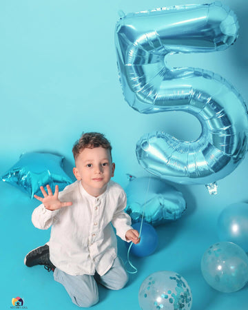 Pearlescent Blue 5 Balloon, Number Balloons 40 Inch, 5Th Birthday Balloon Decorations, Pearlescent Blue Party Supplies, 5 Number