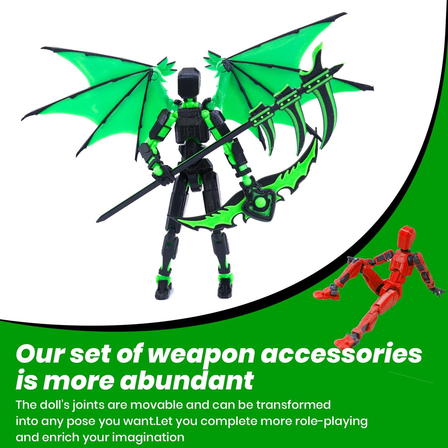 Migess Titan 13 Robot Action Figure,Dummy 13,Articulated Robot With Demon Wings, 3D Printed Robo 13 Action Figure Articulated (B