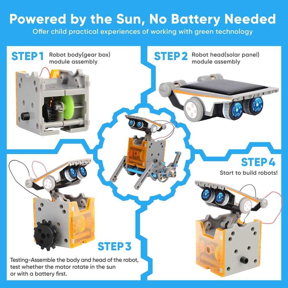 Sillbird Stem 12-In-1 Education Solar Robot Toys For Boys Ages 8-13, Diy Building Science Experiment Kit Birthday Gifts For Kids 8 9 10 11 12 13 Years Old, Solar Powered By The Sun