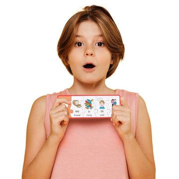 Junior Learning Vowel Puzzles - Match Long & Short Vowels With Similar Sounds, Multicolor