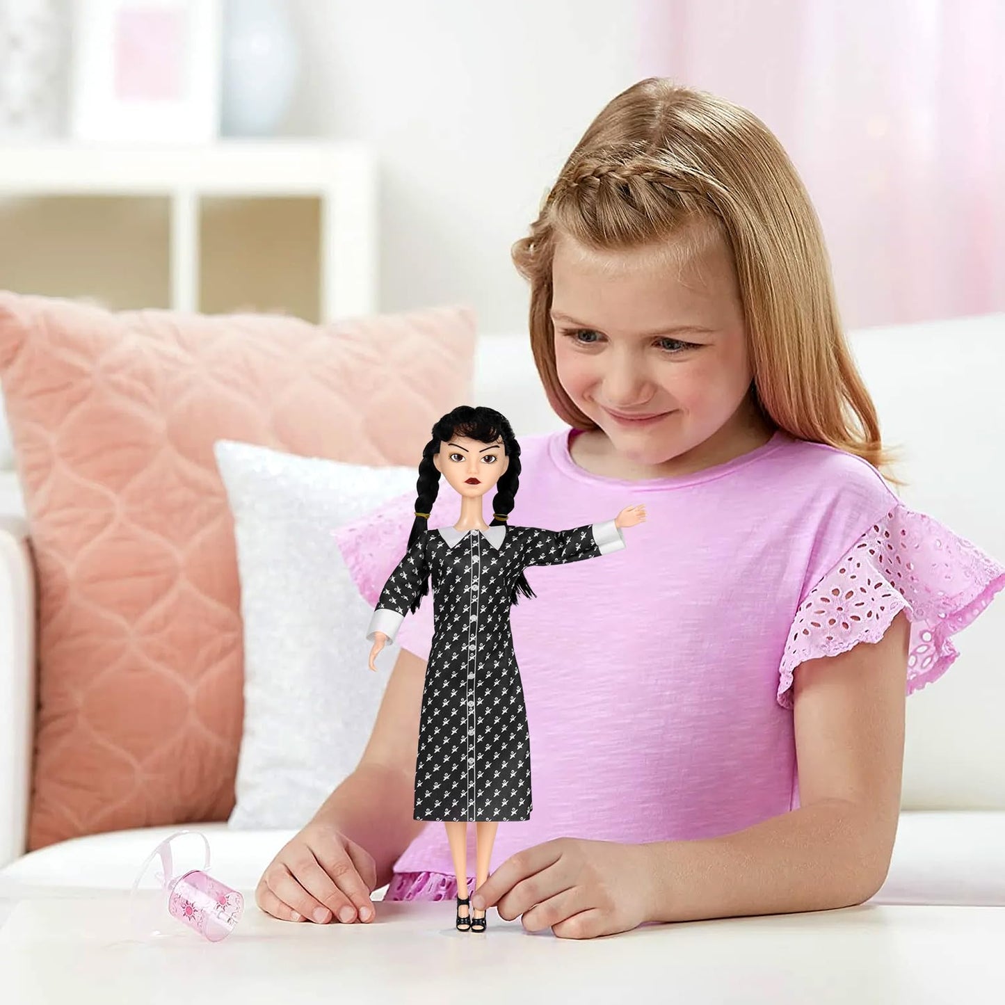 Dbywiub 11.5'' Girls Black Dolls, Toys Long Sleeve Dots Black Hair & Black Shoe, Birthday For Girls Fans Kids