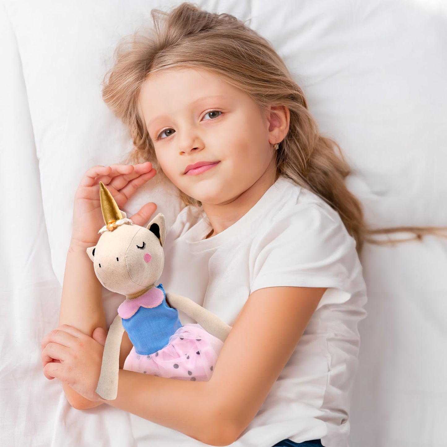 Toylink Ballerina Unicorn Doll Stuffed Animal Toys For Girls - Plush Bag | 3 Set Cloth Accessories | Ballet Shoes, Kids Pretend Play Doll Pet Care, Christmas Birthday Gift For 3 4 5 6 Year Old Girls