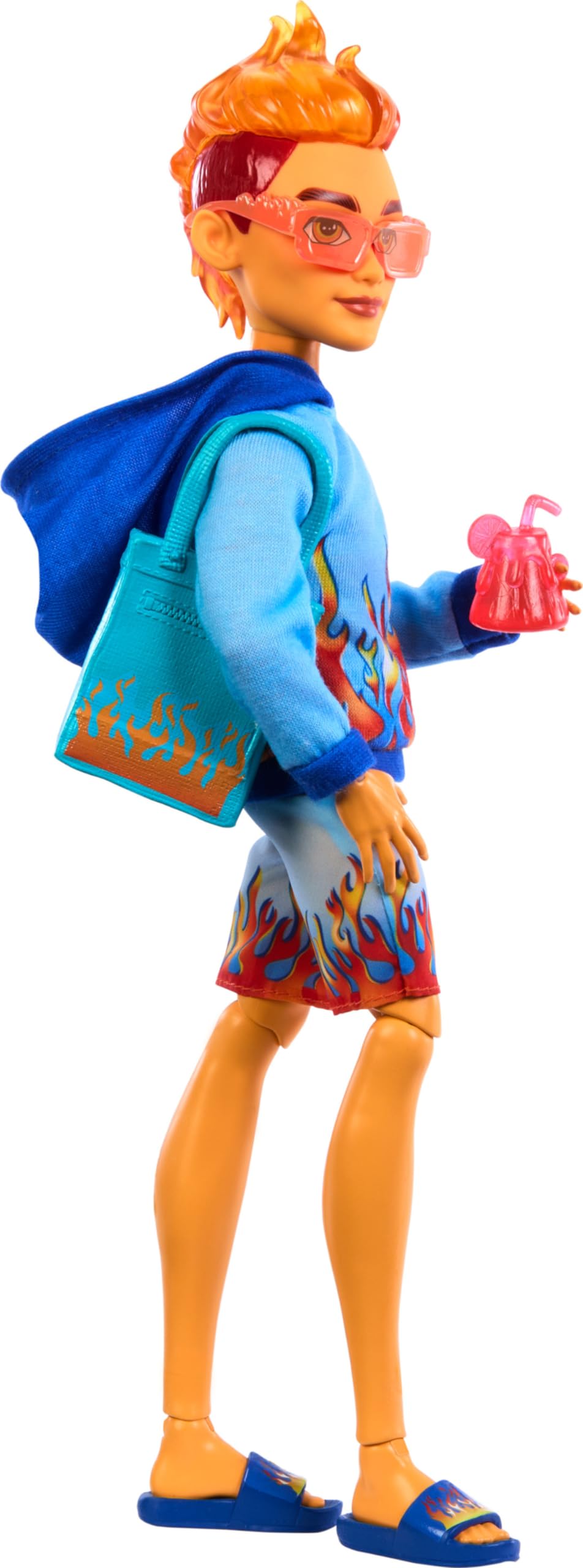 Monster High Heath Burns Doll - Scare-adise Island, Flame Hoodie, Swim Trunks, Beach Accessories, Multicolor, Model HRP69