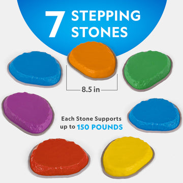 Blue Marble National Geographic Stepping Stones For Kids - 7 Durable, Non-Slip Stones Encourage Toddler Balance & Motor Skills,