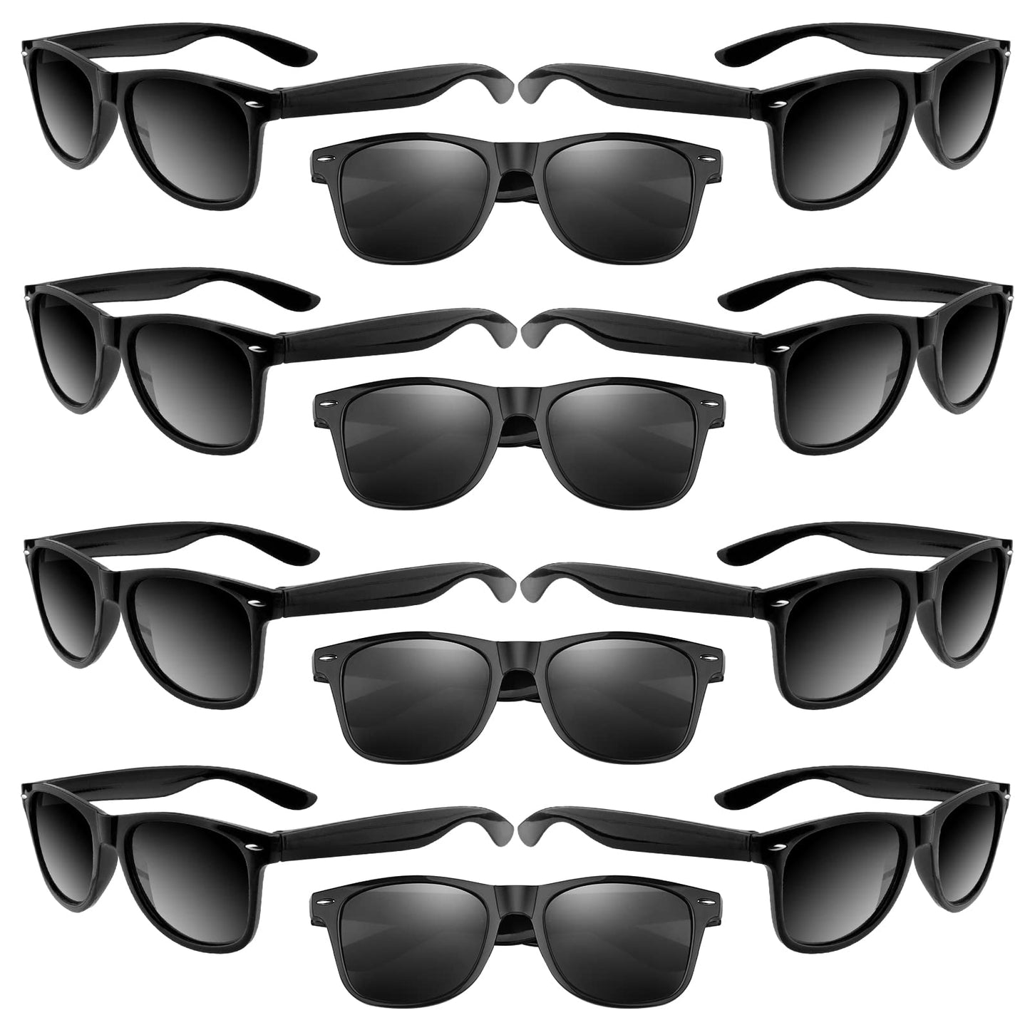 Astaron 12 Pack Party Novelty Sunglasses Bulk Neon Party Favors For Beach Wedding Party Pool Party Supplies, Black