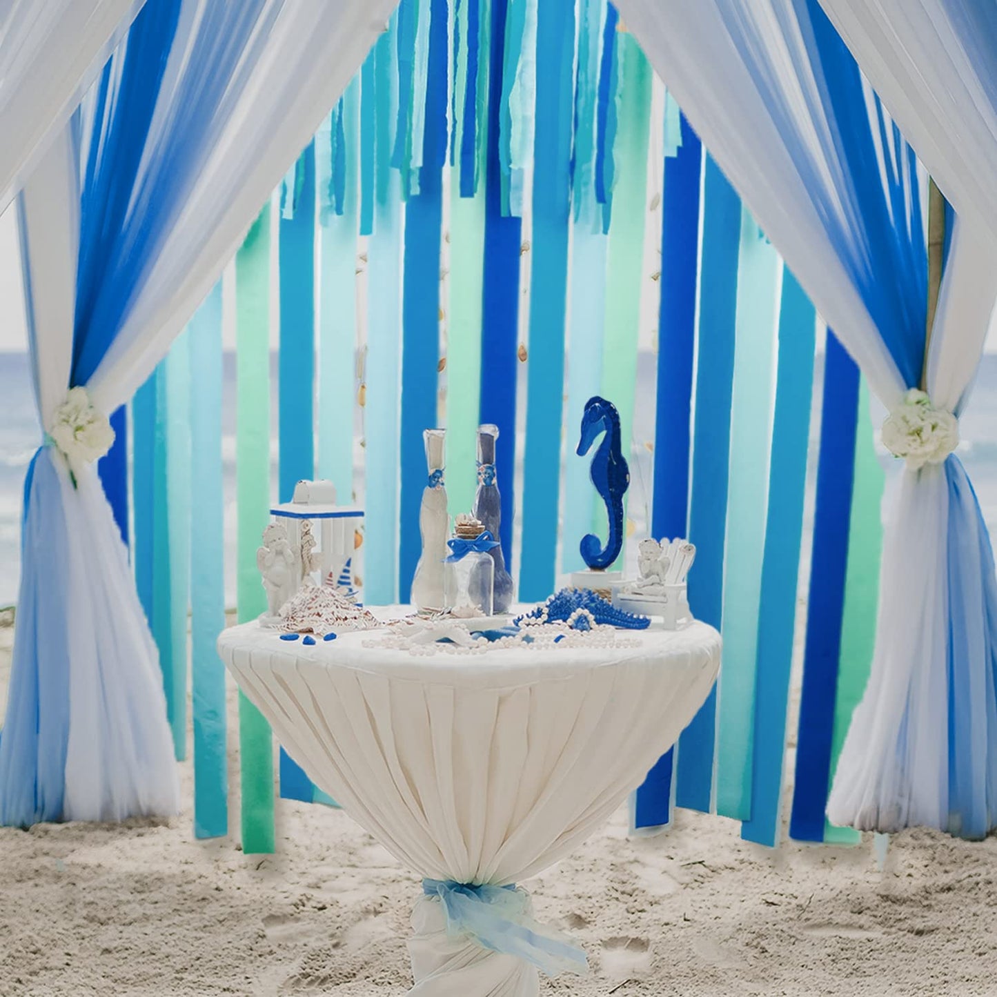Captain Decor Blue Streamers - 6 Pack of 492ft Crepe Paper Rolls for Party Decorations (1.8 inch x 82 ft/Roll)