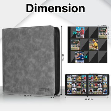 Pok?pal Trading Card Binder 12 Pocket Card Album Folder Collection Binder Hold Up to 720 Cards enhanced Book Durable Zipper Collector Holder for TCG/MTG/OPCG/YGO Sports Cards (Grey)