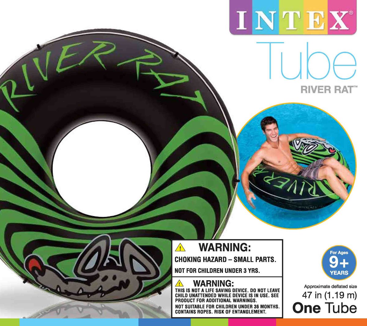 Intex 12-Pack River Rat 48' Inflatable Tubes For Lake/Pool/River | 12 X 68209E