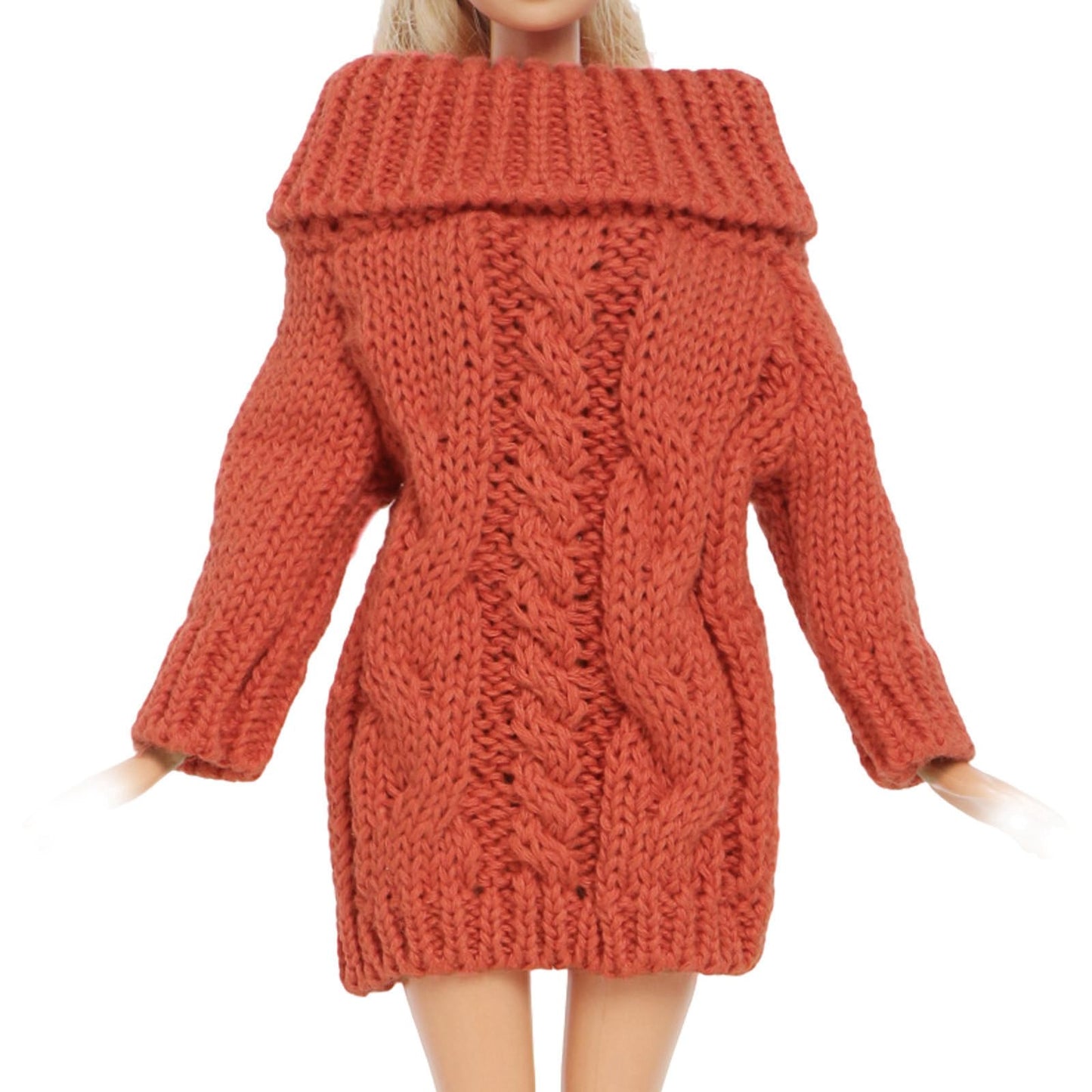 Bjdbus Winter Turtleneck Sweater Clothes For 11.5 Inch Girl Doll Accessories (Red Orange)
