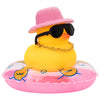 Wonuu Car Rubber Duck, Yellow Duck Decoration Dashboard With Sun Hat Swim Ring Necklace Sunglasses For Car Dashboard Decorations, Pink Top Hat-Pink