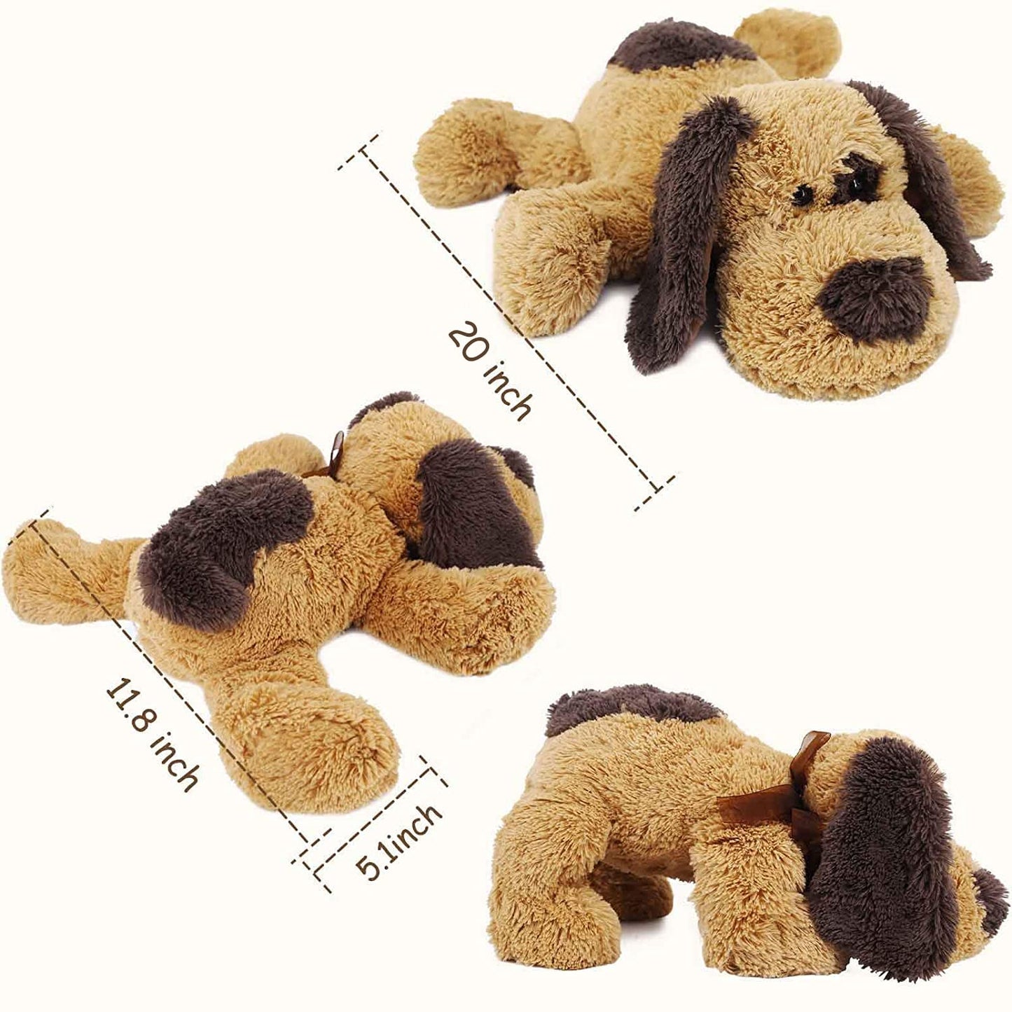 WEIGEDU Floppy Stuffed Dog Toy, Plush Beagle Labrador, 20" Large, Brown