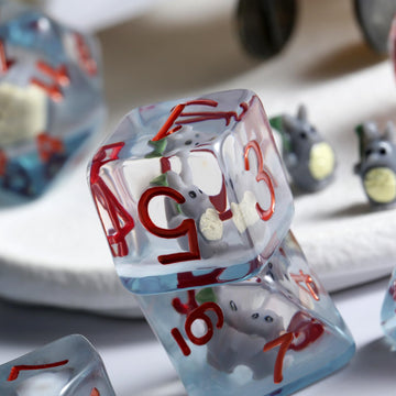 Totoro DND Dice Set, DNDND 7PCS Resin D&D Dice with Velvet Bag for Dungeons and Dragons Tabletop Games(Totoro