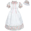 FCCAM Colonial Costume Girls with Mob Cap Floral Pioneer Prairie Dress 1800s American Costume Pink L age over 4 years old