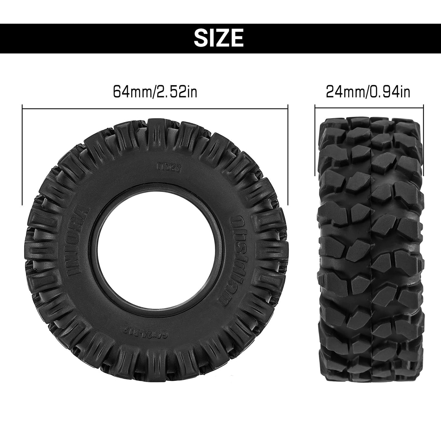 INJORA Obsidian S5 1.3'' Rock Crawling Tires for 1/18 1/24 RC Crawler Car Upgrade(T1323)