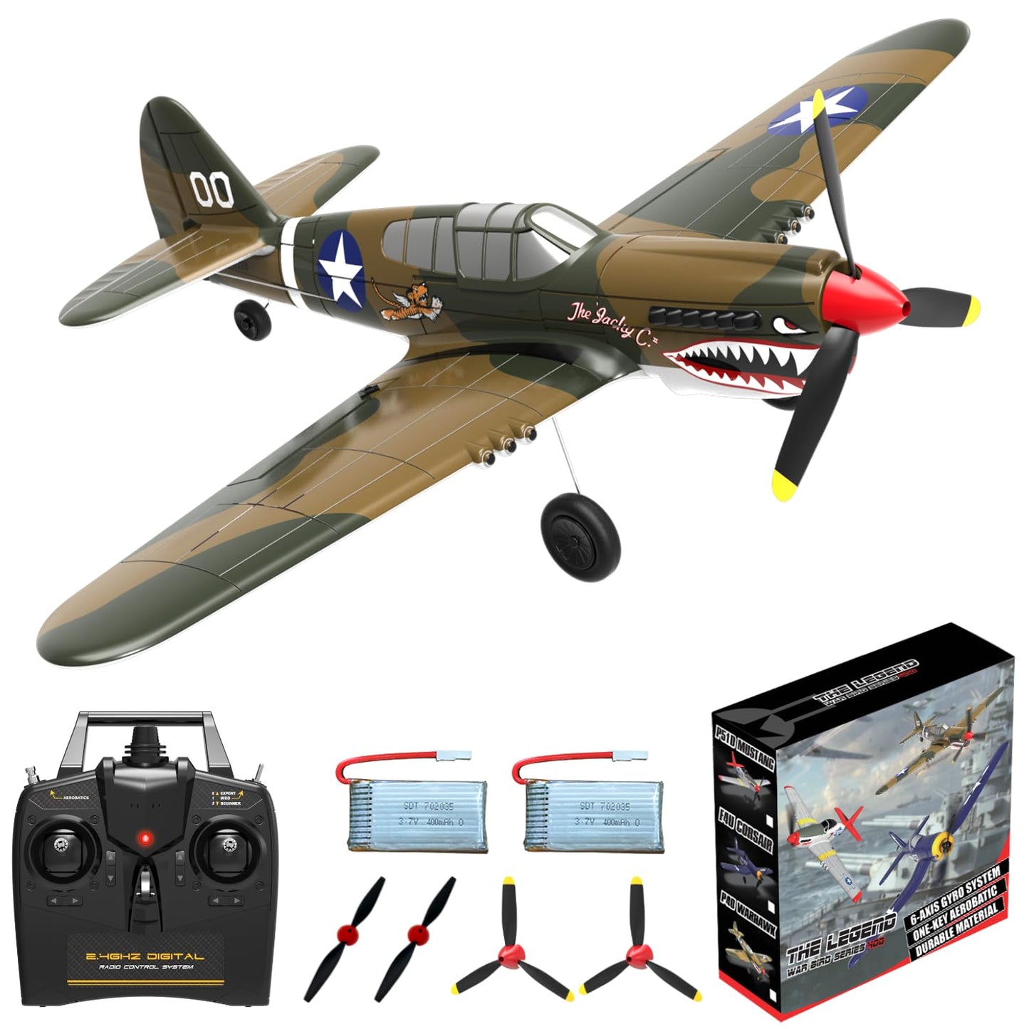 Anburi Rc Plane 4-Ch Rc Airplane - Rc Airplane Ready To Fly Upgrade P-40 Warhawk Remote Control Airplanes For Beginners Adult Wi