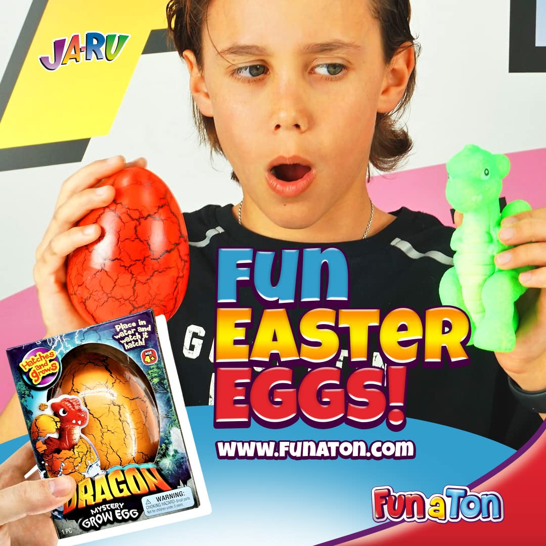 JA-RU Giant Hatching & Growing Dragon Eggs (1 Egg Assorted) Mystery Surprise Dinosaur Toys for Kids. Water Growing Toys. Easter Basket Birthday Party Stocking Stuffer. 4604-1A