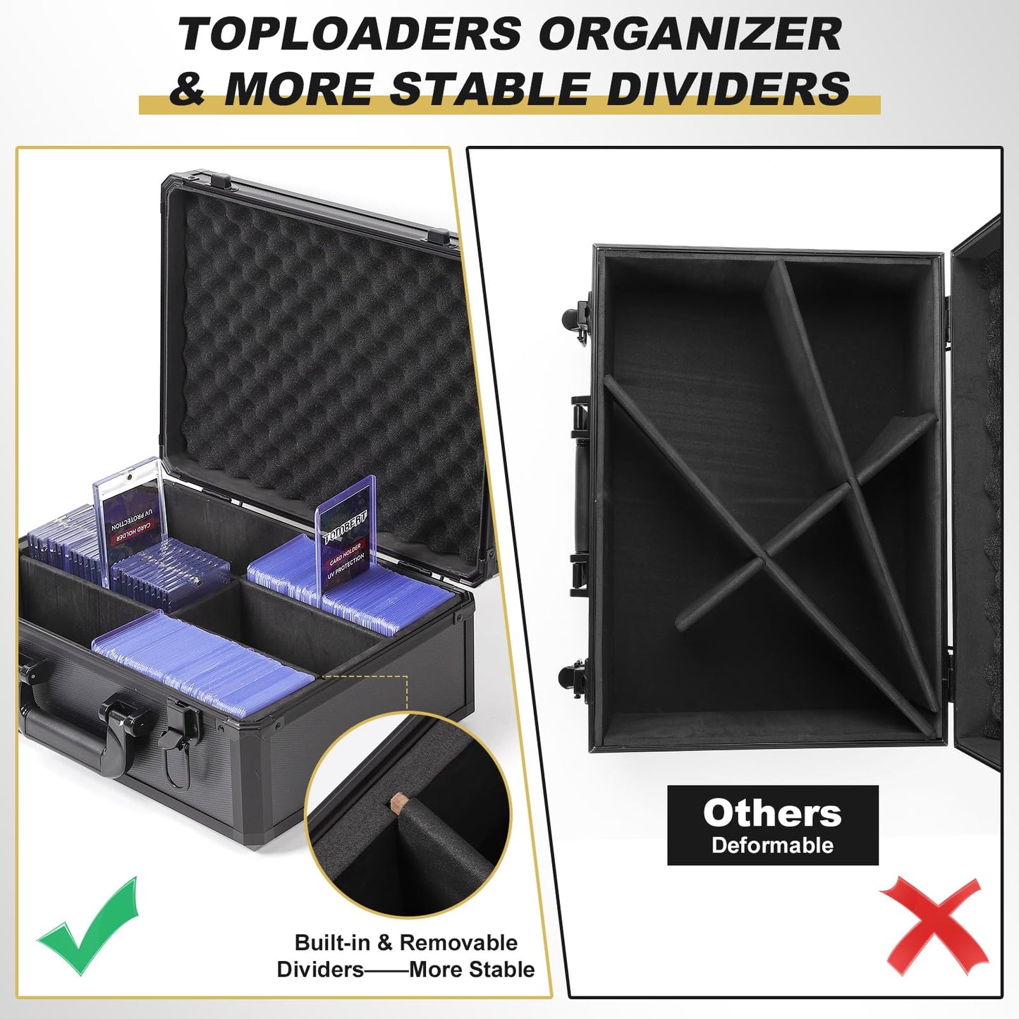(2025 New Upgrade) Toploader Storage Plus Box For 3' X 4' 35Pt Rigid, Card Holders For Toploaders, Trading Cards & Sports Cards, Trading Card Case (Holds 600+ Cards) (Black)