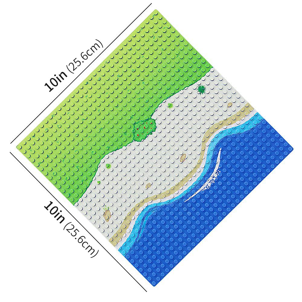 Feleph Classic Blue Baseplate For City Beach Road, Ocean Island Street Water Base Plate 10 X 10 Inches, Pirates Sea Toy Kit For Building Bricks Compatible With All Major Brands (Straight 4Pcs)