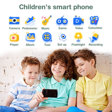 PTHTECHUS Kids Phone Toy for Boys Girls, 3.8 ''Touch Screen Toddler Smartphone with Fun Cameras 16 Games MP3 Music Player Audio