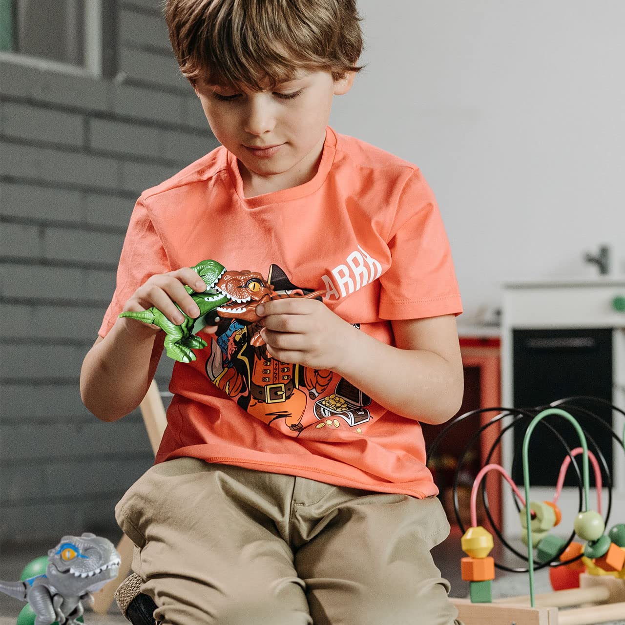 Biting Fingers Dinosaurs Puppets, Jurassic World Dinosaur Toys, Dinosaurs Action Figures Collectibles For 3 4 5 6 7 8 Boys Kids (Set Of 4)