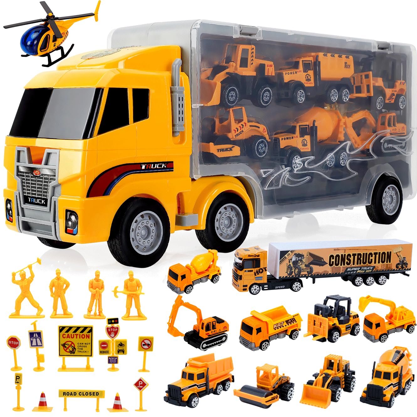ALOTJOY Toys for Boys,25 Pcs Engineering Die-cast Construction Car Toddler Toys for 3 Year Old Boys Vehicles Gifts Kids Toys for