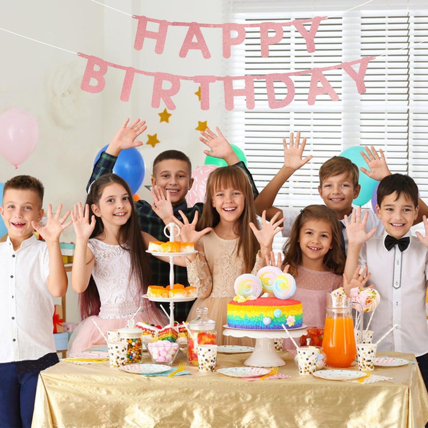 Sunbeauty 127 Pcs Rosegold Glittery Diy Make Your Own Banner Customizable Letters Symbols Banner For Birthday Wedding Baby Showe