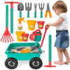 Deao Kids Garden Wagon Wheelbarrow And Gardening Tools Play Set Includes 10 Accessories And 4 Plant Pots,Great Outdoor Toddler T