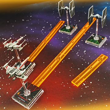 Litko Space Fighter Multi-Range Fire Gauge Set | Compatible With Star Wars: X-Wing | Set Of 3 (Fluorescent Orange)