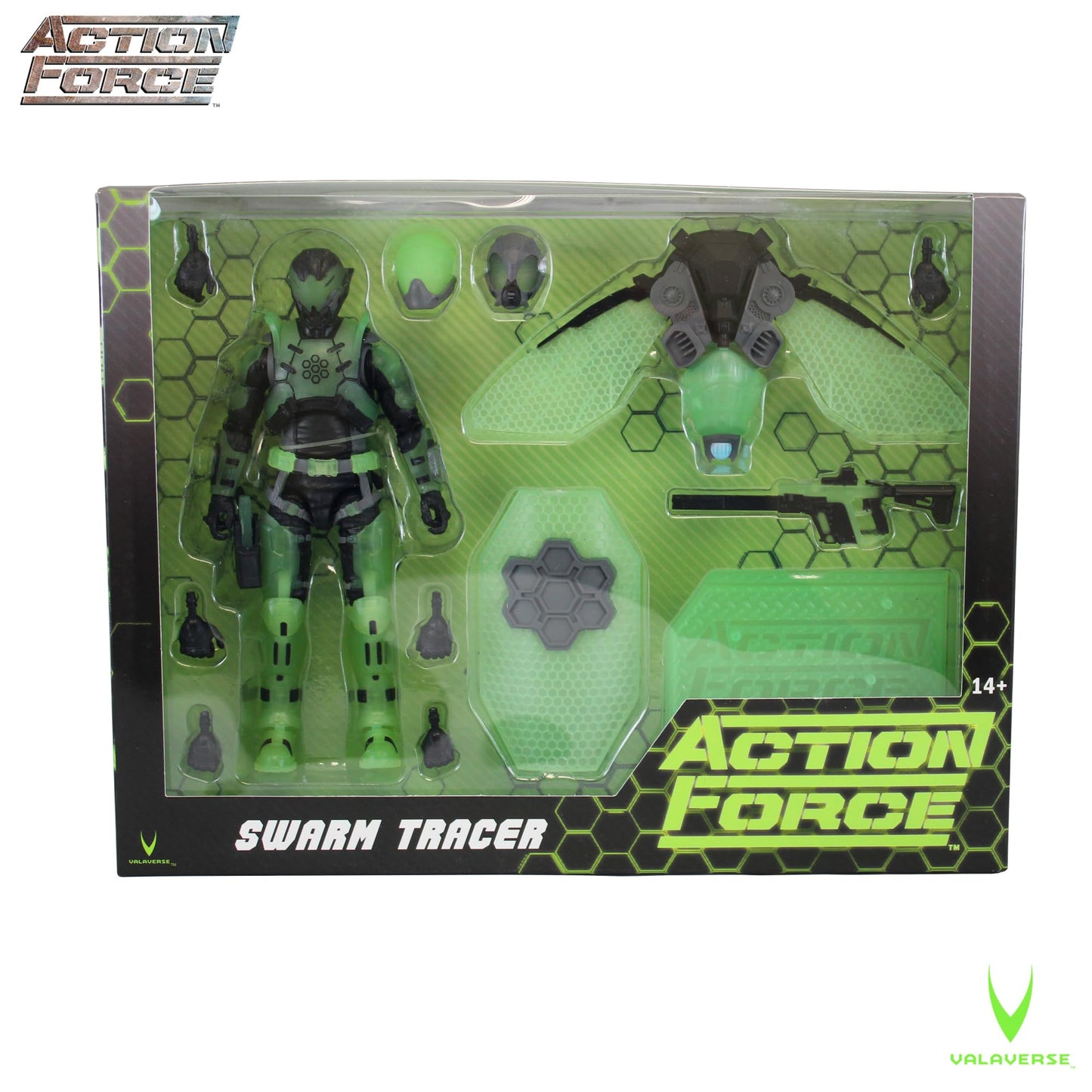 Action Force Valaverse Series 4 Swarm Tracer Premium 6-Inch Scale Action Figure With Multiple Accessories & Glows In Darkness.