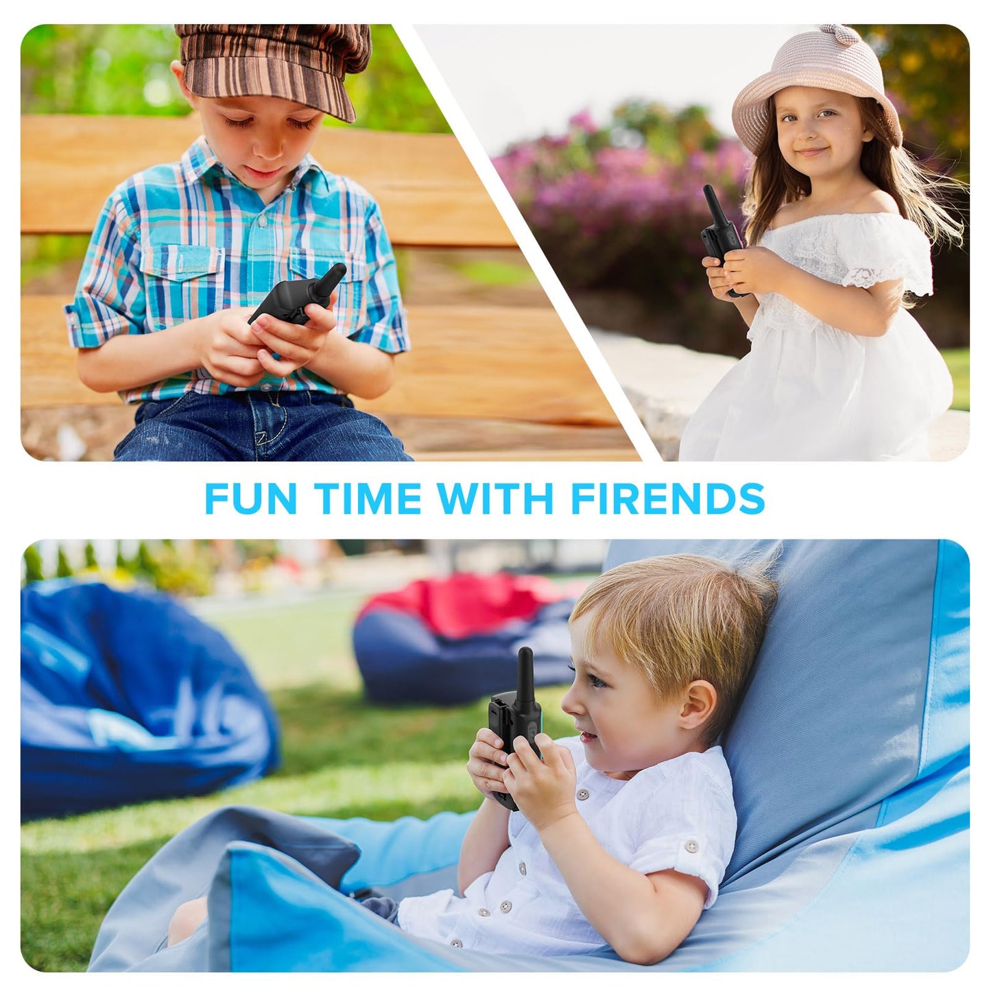 Woktok Kids Adult Suitable Walkie Talkie, Rechargeable, Outdoor Camping Game Toys, Birthday Gift, Suitable For 8-12 3-5 Years Old Boys And Girls 2-Way Long Distance Radio, 4 Packs