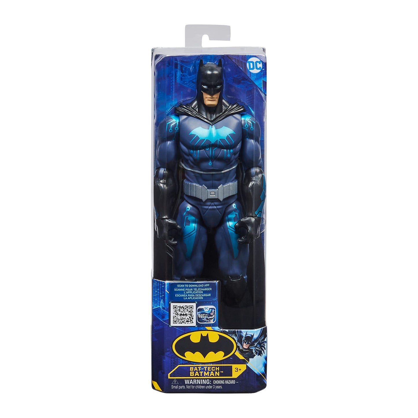 DC Comics Batman 12-inch Bat-Tech Batman Action Figure (Black/Blue Suit), Kids Toys for Boys Aged 3 and up