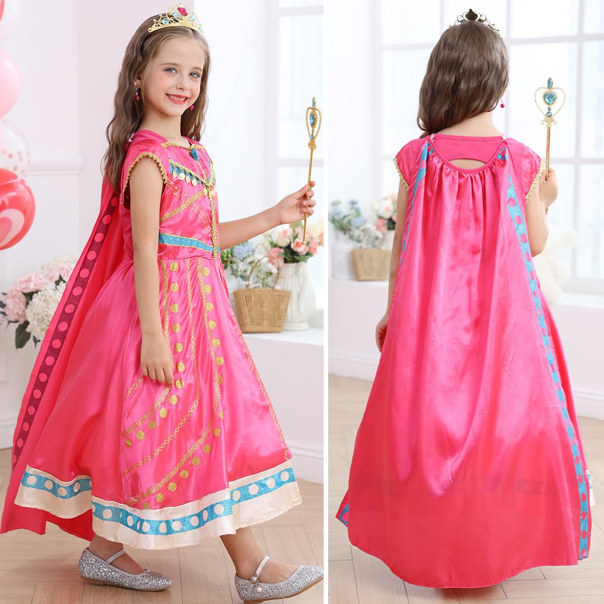 Itvti Princess Arabian Costume For Little Girls Kids Jasmine Dress Up Halloween Party Outfit, 2-3 Years
