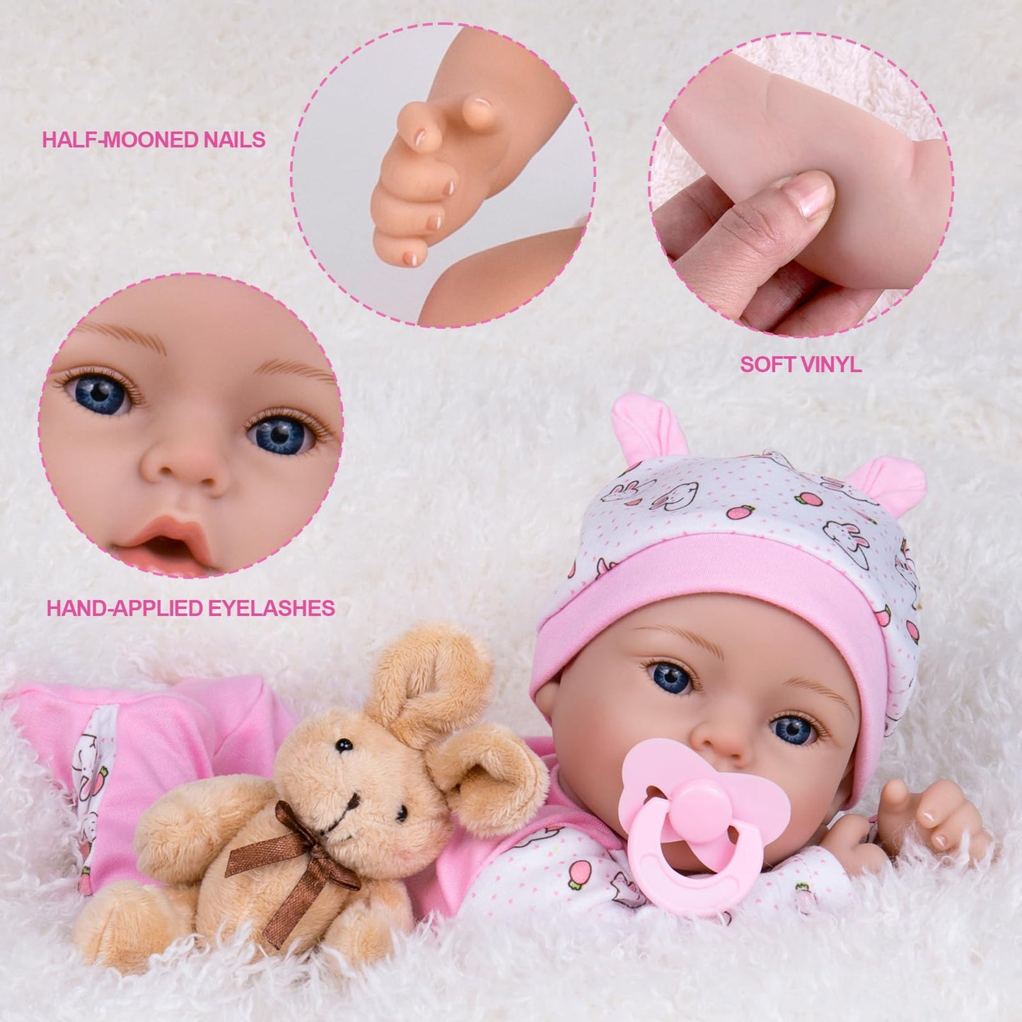 Aori Lifelike Reborn Baby Dolls Realistic Baby Girl Dolls 18 '' Newborn Baby Girl With Pink Doll Clothes For Girls 3+