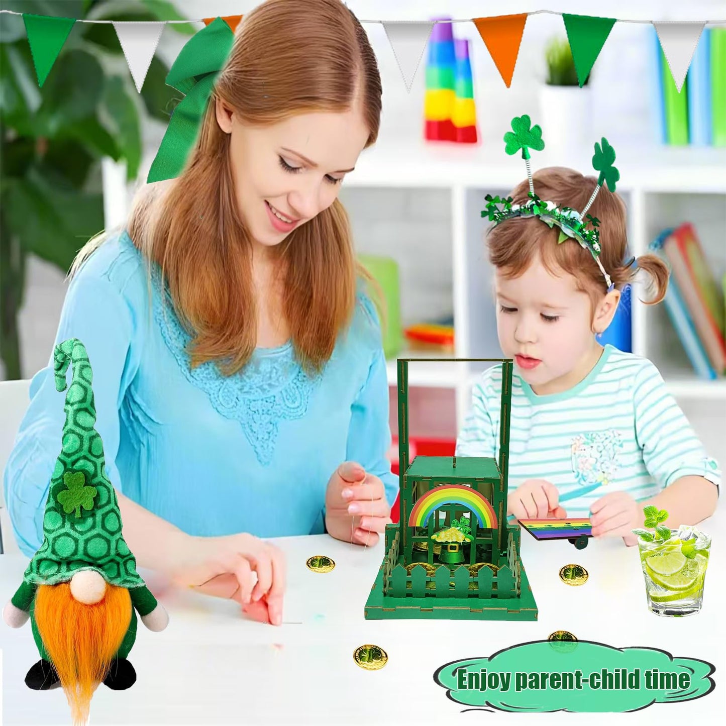 Vecacosic Leprechaun Trap Kit for Kids, Wood DIY How to Catch A Leprechaun Kit St Patricks Day Leprechaun Trap Decorations, Funn