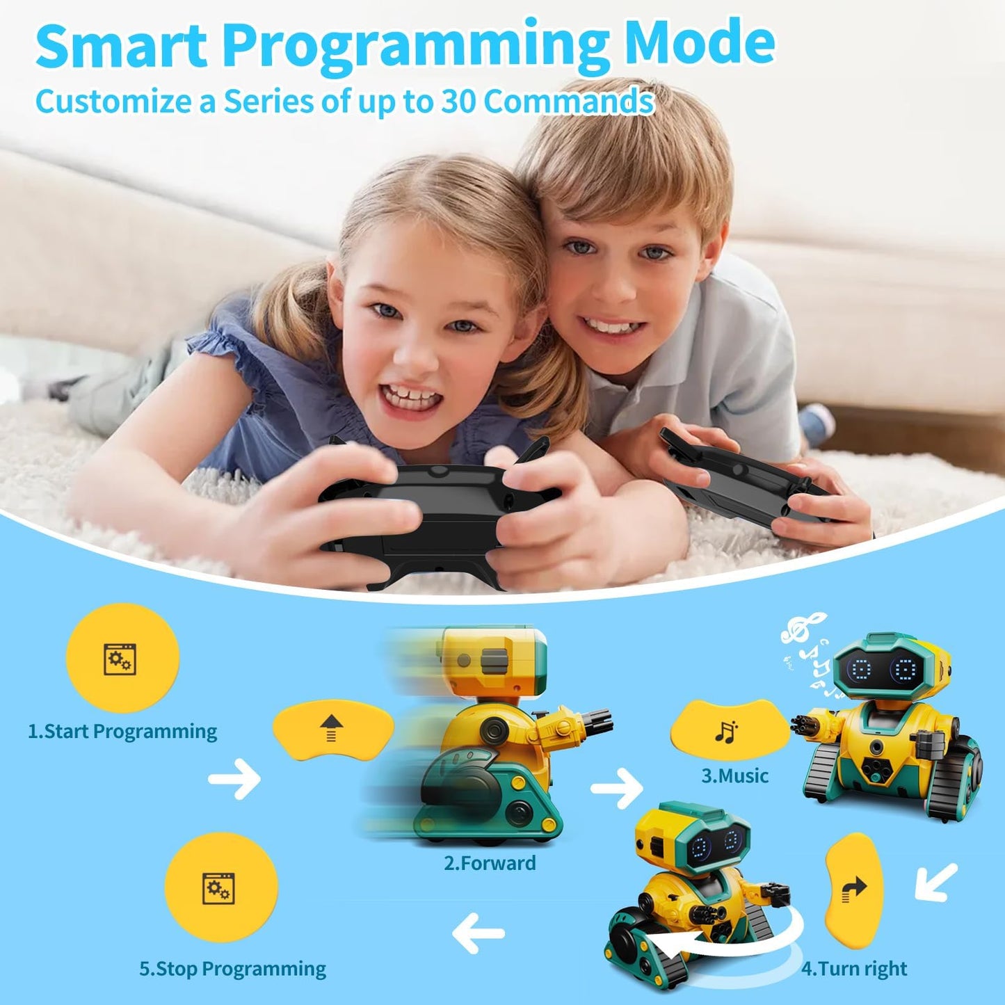 Dwirctoys Robot Toys,Remote Control Robot Toy With Led Eyes, Gesture Sensing,Recording Fuction,Dance,Music,Rc Robot For Kids Bir