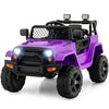 Olakids Kids Ride On Truck, 12V Electric Vehicle Jeep Car With Remote Control, Toddlers Battery Powered Toy With 2 Speeds, Spring Suspension, Double Open Doors, Led Light, Music, Tf, Usb, Mp3 (Purple)