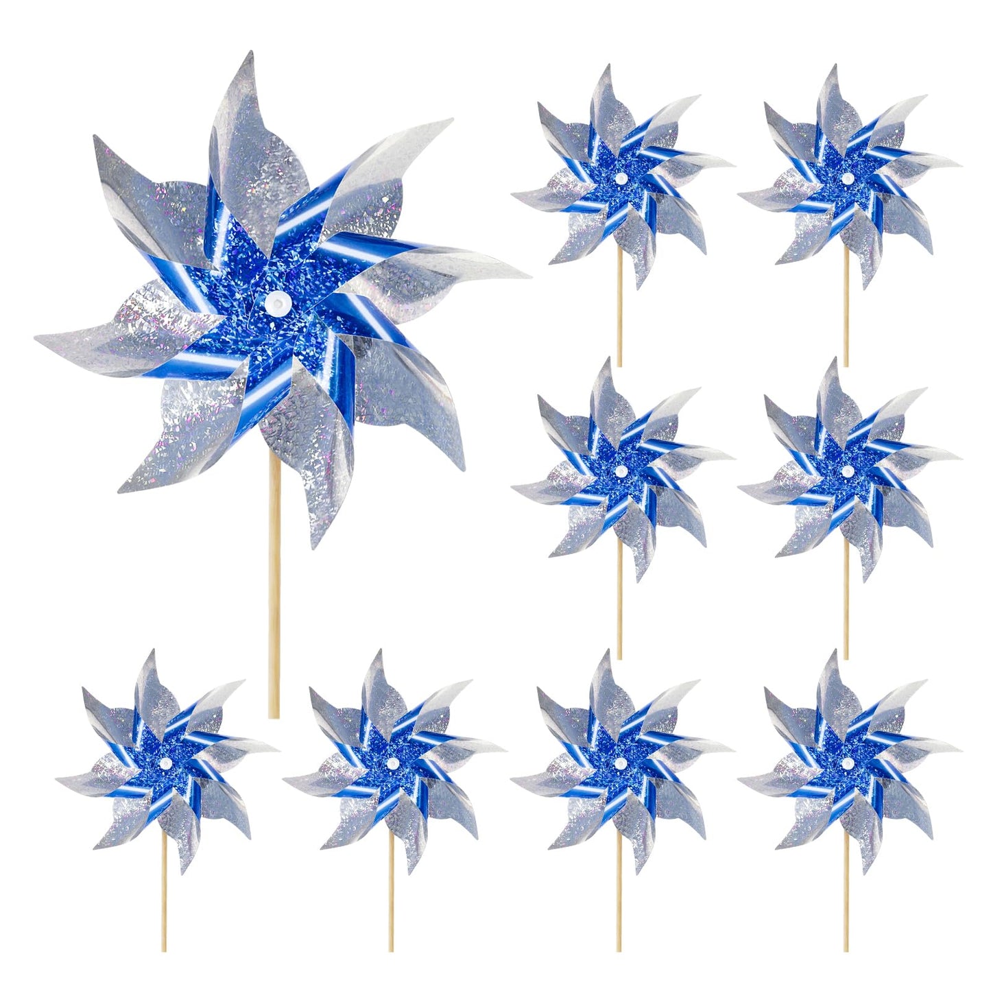 10 Pack Reflective Pinwheels For Yard And Garden, Wind Spinners Outdoor Bird Scare Devices, Sparkly Windmills For Garden Decor S