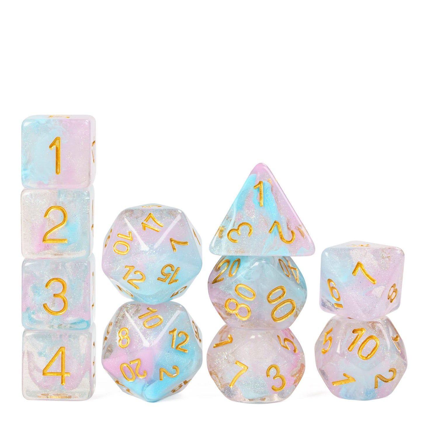 UDIXI 11 Piece Dice Set DND Polyhedral Dice Iridecent Swirls Dice for Role Playing Game Dungeons and Dragons, D&D Dice, (Pink &C