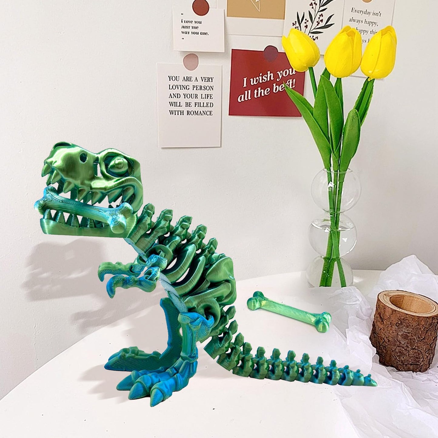 Easter Basket Stuffers - 3D Printed Dinosaur Toy, Mystery Crystal Dinosaur Egg With Articulated Tyrannosaurus Rex, Easter Basket Gifts Flexible Rexi Toys, Dragon Egg Fidget Toy For Autism(Bluegreen)