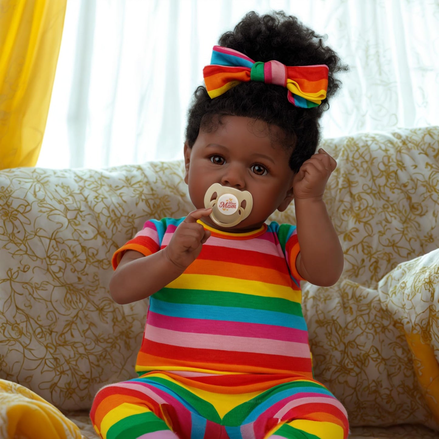 Jizhi Reborn Baby Dolls Black With Lifelike Soft Body African American Realistic-Newborn Girl Doll 22 Inch Best Birthday Gift Set And Toy Accessories Gift For Kids Age 3