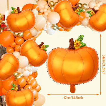Novwang Pumpkin Balloons, 18Pcs Fall Thanksgiving Foil Pumpkin Balloons For Fall Autumn Thanksgiving Harvest Themed Halloween Birthday Wedding Baby Shower Party Decorations Supplies