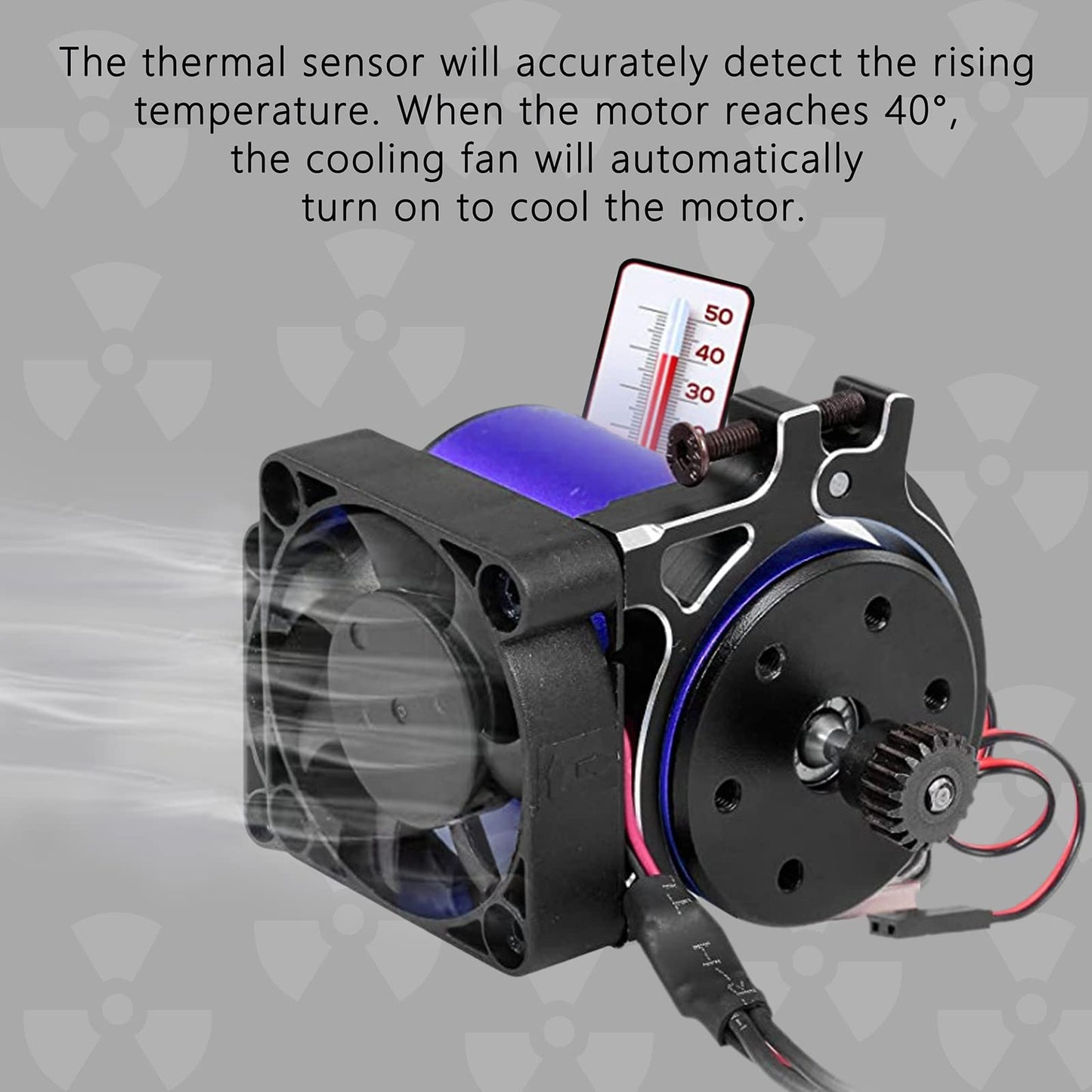 Rchobbytop RC Motor Cooling Fan with Thermal Sensor Aluminum Clamp, 4268/4274 /1512/1515 / K80 / K82 Motors (42mm) Heatsink for
