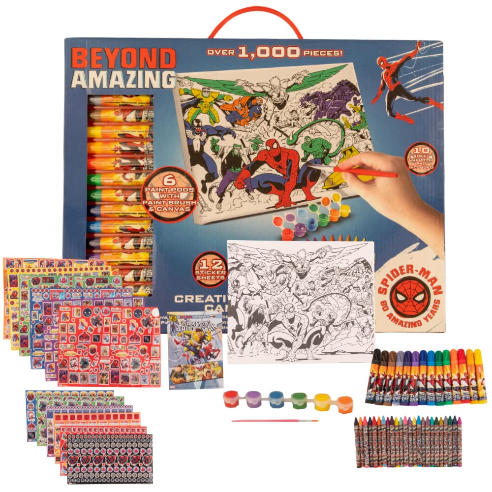 Marvel Avengers Spiderman Creative Coloring Canvas Painting And Activity Set For Kids, 1000+ Pcs
